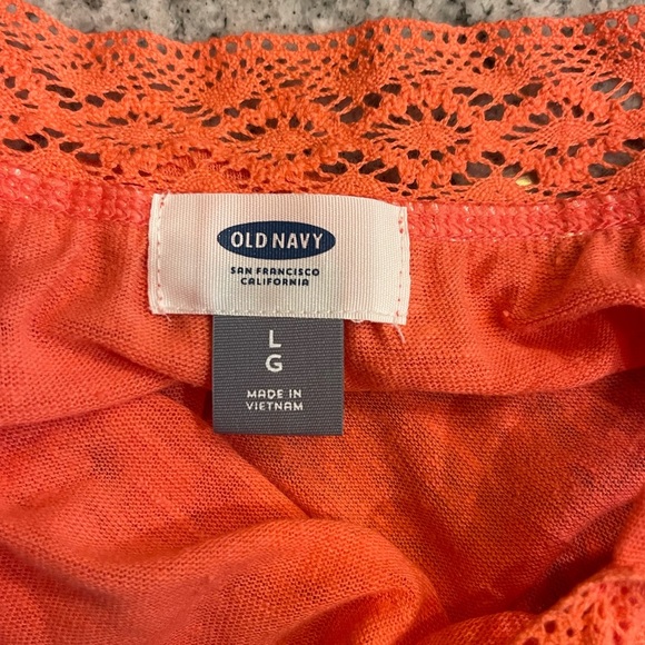 Old Navy Coral Women's Camisole with Lace Detail Linen Blend - Picture 2 of 4